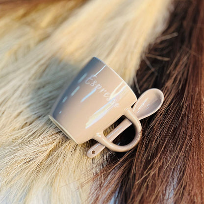 Caneca Com Colher Rustic Bege - 100ml