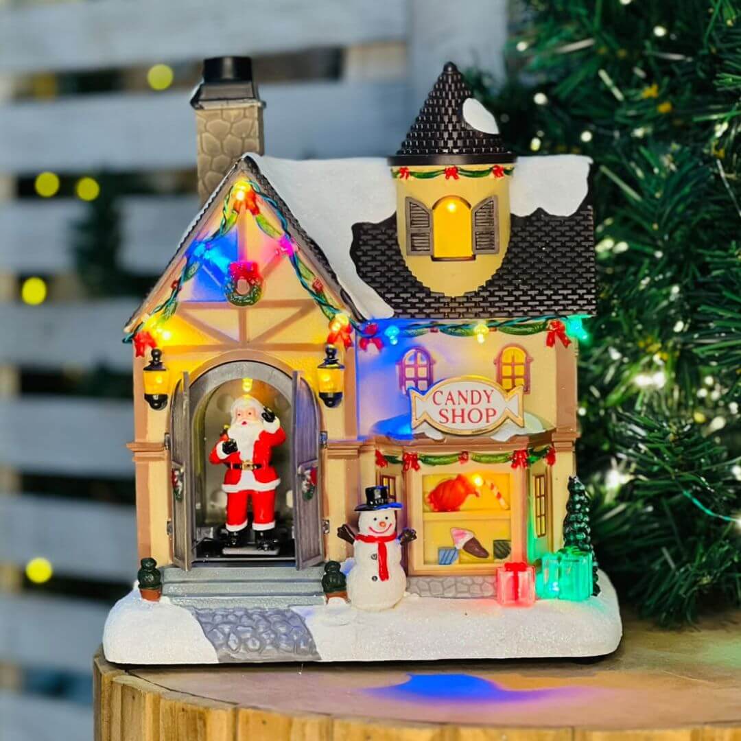 Cenário Natalino Candy Shop com Luz, Som e Movimento – 22 x 16 x 25,5cm