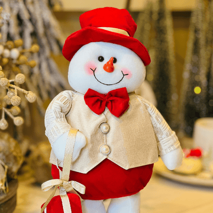 Boneco de Neve Natalino Em Pé Com Presente 40cm