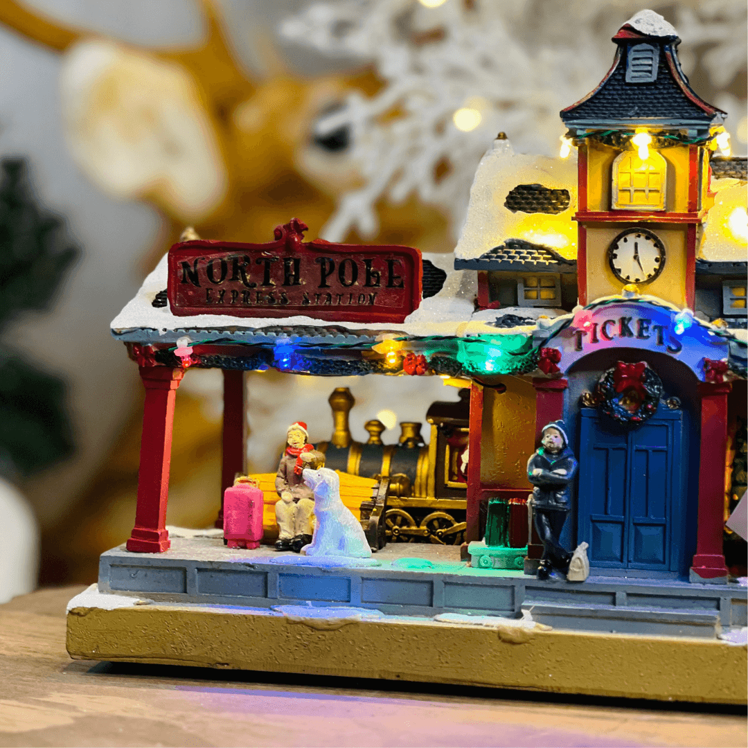 Cenário Natalino Estação de Trem com LED – 23cm