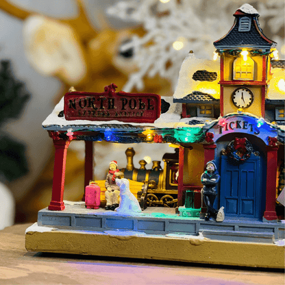 Cenário Natalino Estação de Trem com LED – 23cm