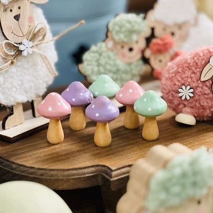 Jogo Com 6 Peças Cogumelos Decorativos - 3,5x5cm Cores Sortidas