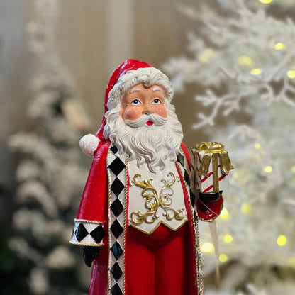 Papai Noel Com Presente Resina - Alt 33 Cm