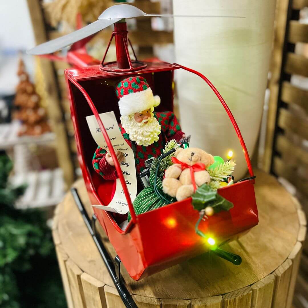 Adorno Papai Noel no Helicóptero