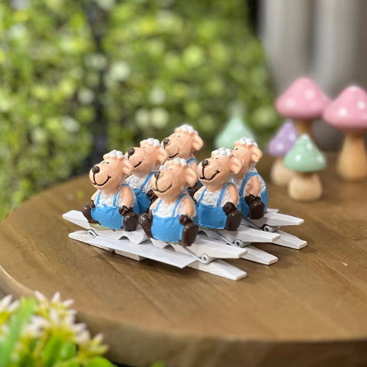 Jogo com 6 Prendedores de Ovelha - 3,1cm Azul