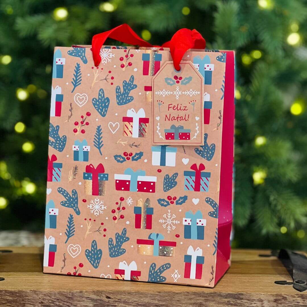 Sacola de Papel para Presentes Natalina – 18x10x23cm