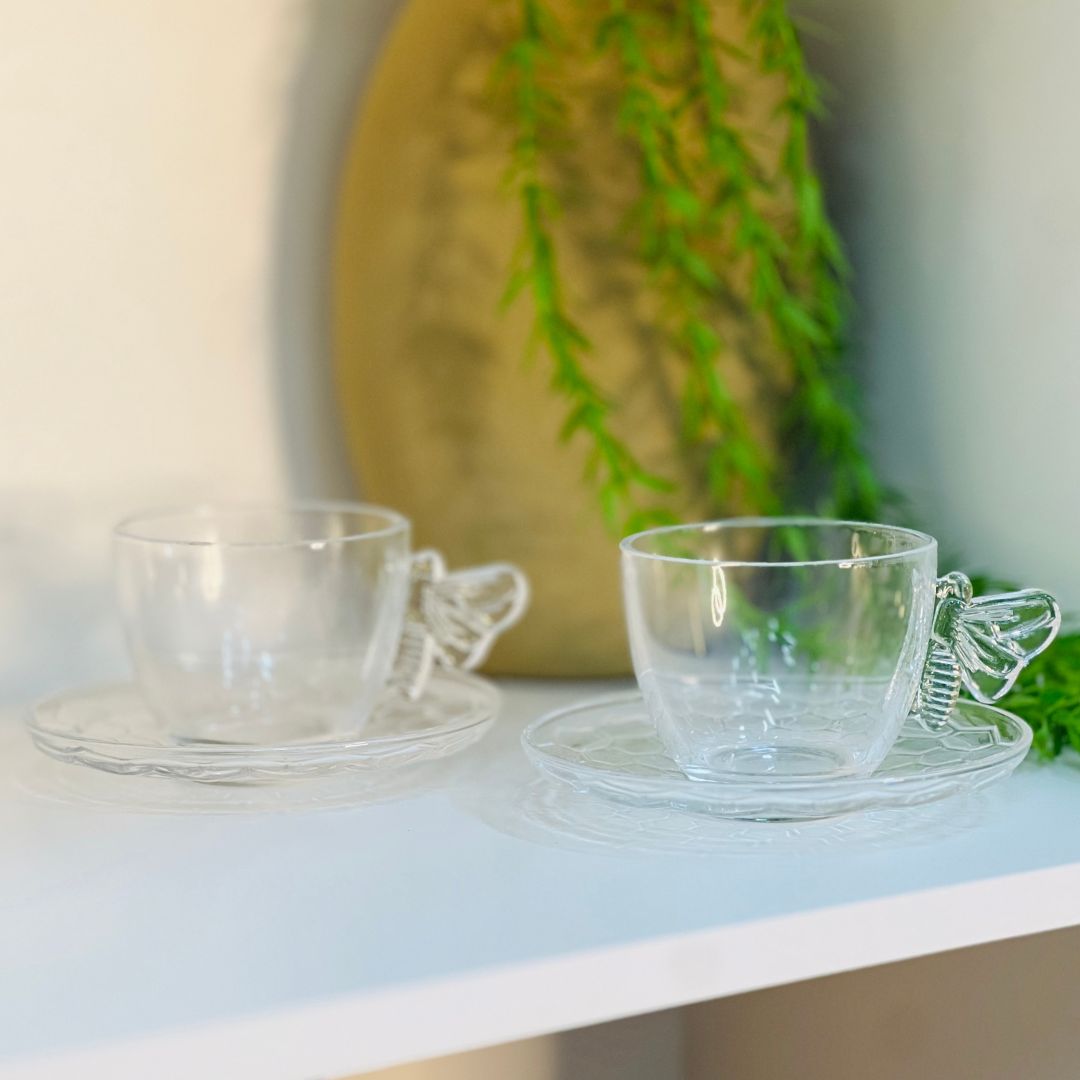 Conjunto 4 Xícaras de Chá Com Pires Bee - 200ml