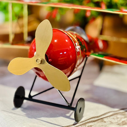 Avião de Natal Decorativo - 21x36,5x40,5cm