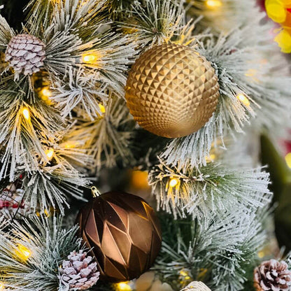 Kit 3 Bolas de Natal Decoradas Marrom - 12cm