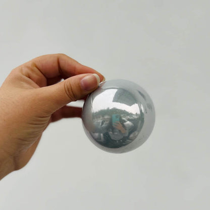 Bola Tubo Perolada Prata – 7cm | Jogo com 6 Peças
