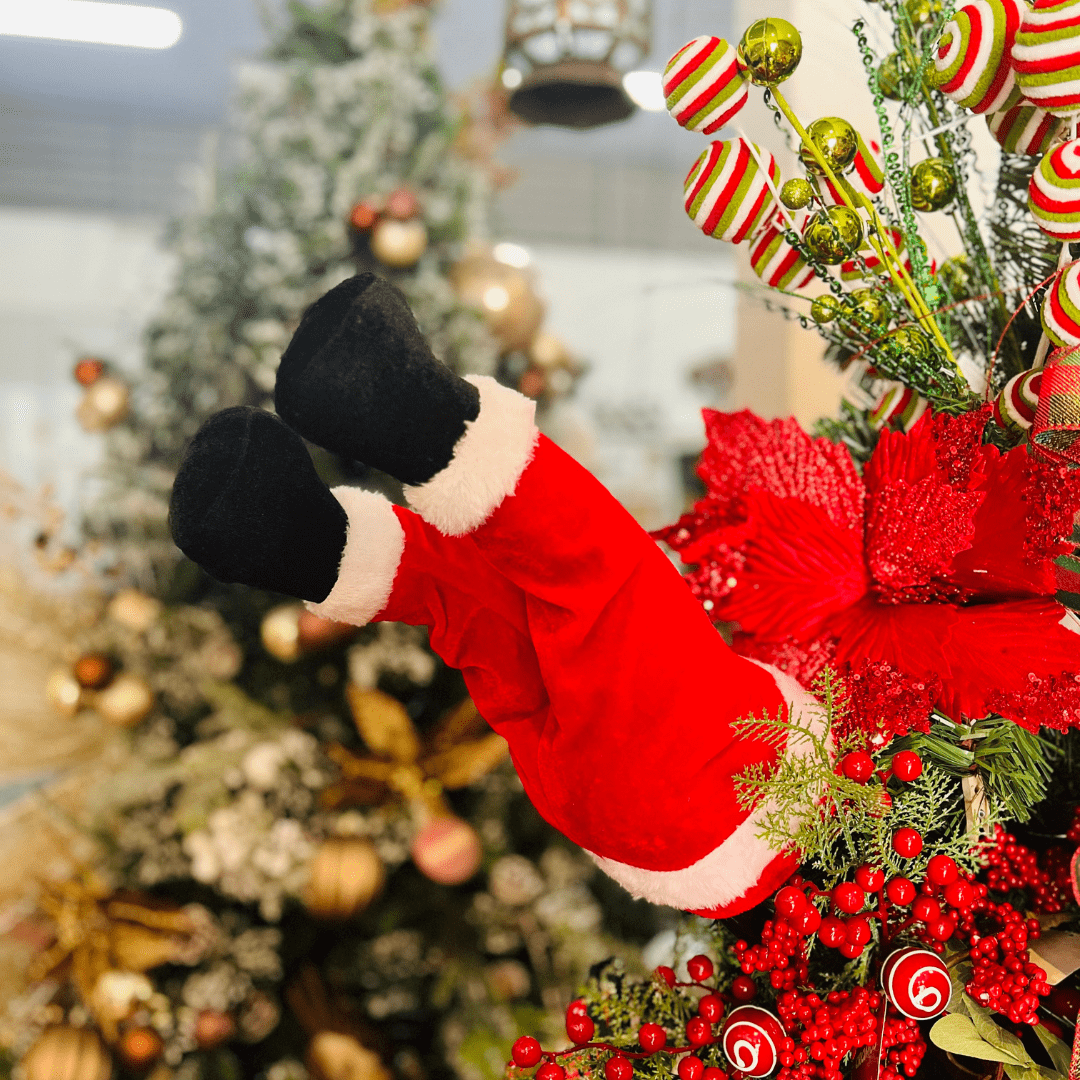 Pernas do Papai Noel para Árvore Com Movimento 17x13x35cm