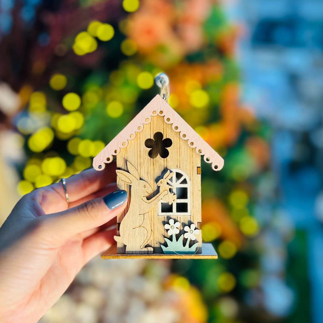 Enfeite Para Pendurar Casa Rosa - 11cm