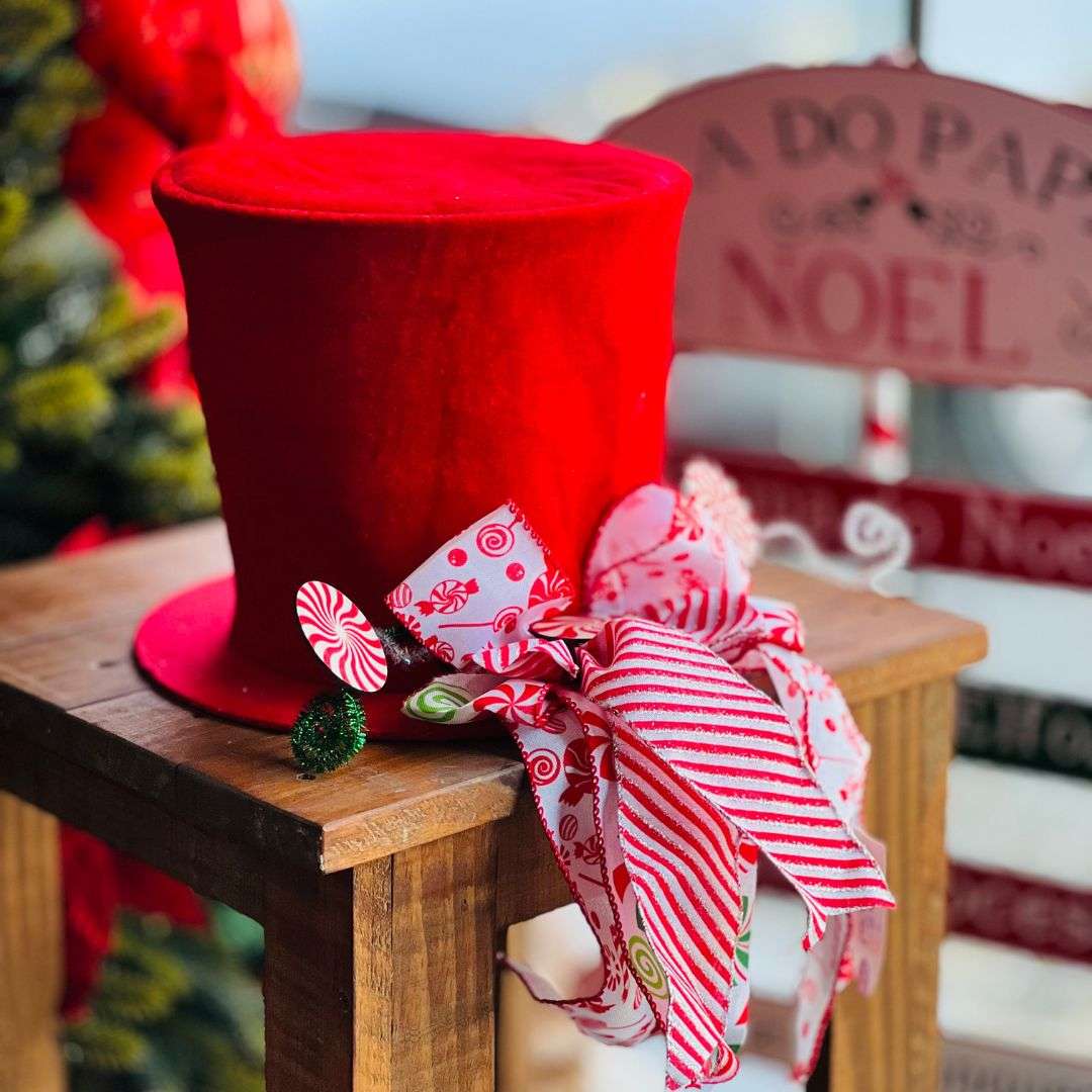 Ponteira Árvore de Cartola Candy - 21x22cm Vermelha