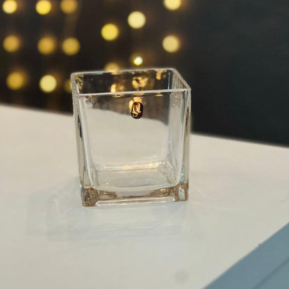 Vaso de Vidro Quadrado Transparente – 10cm