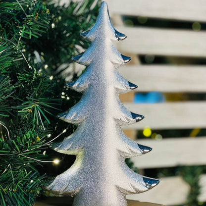 Natal Arvore Prata Decorativa -  25,4x15,1x5,3cm