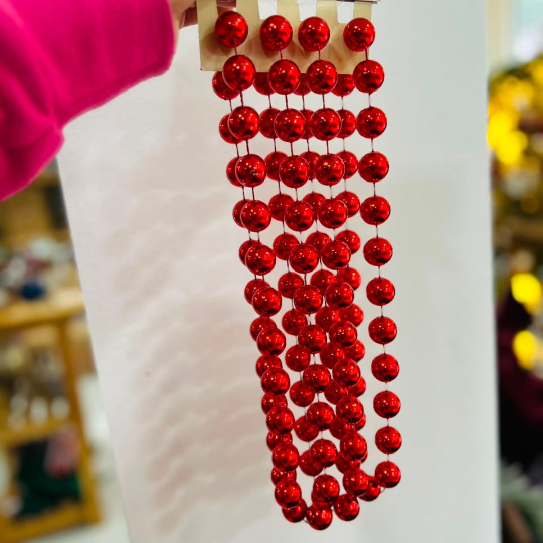 Cordão de Bolinhas Brilhantes Vermelho - 2,70 m