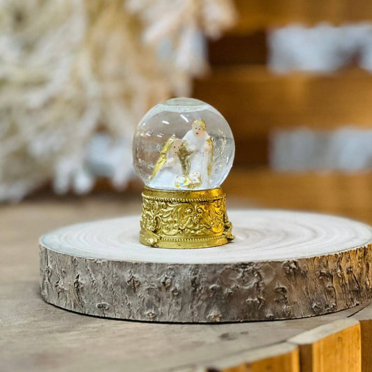 Globo de Água Sagrada Família Branco e Dourado – 6cm