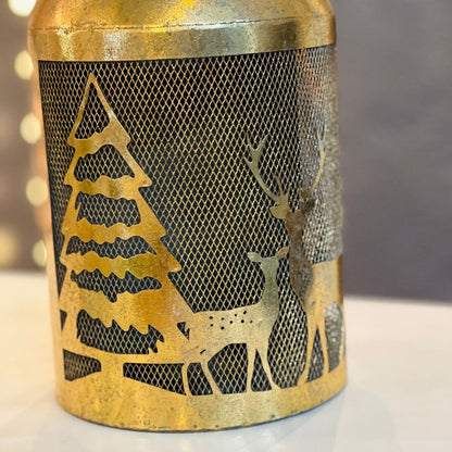Porta-Velas com Alça e Renas – 36,5cm