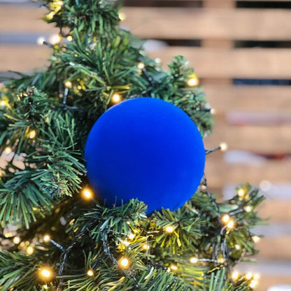 Bola Natalina de Veludo Azul – 12cm