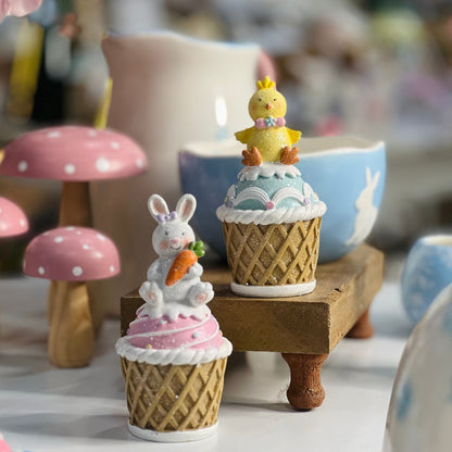 Enfeite Cupcake Coelho - 13,5x7x7cm