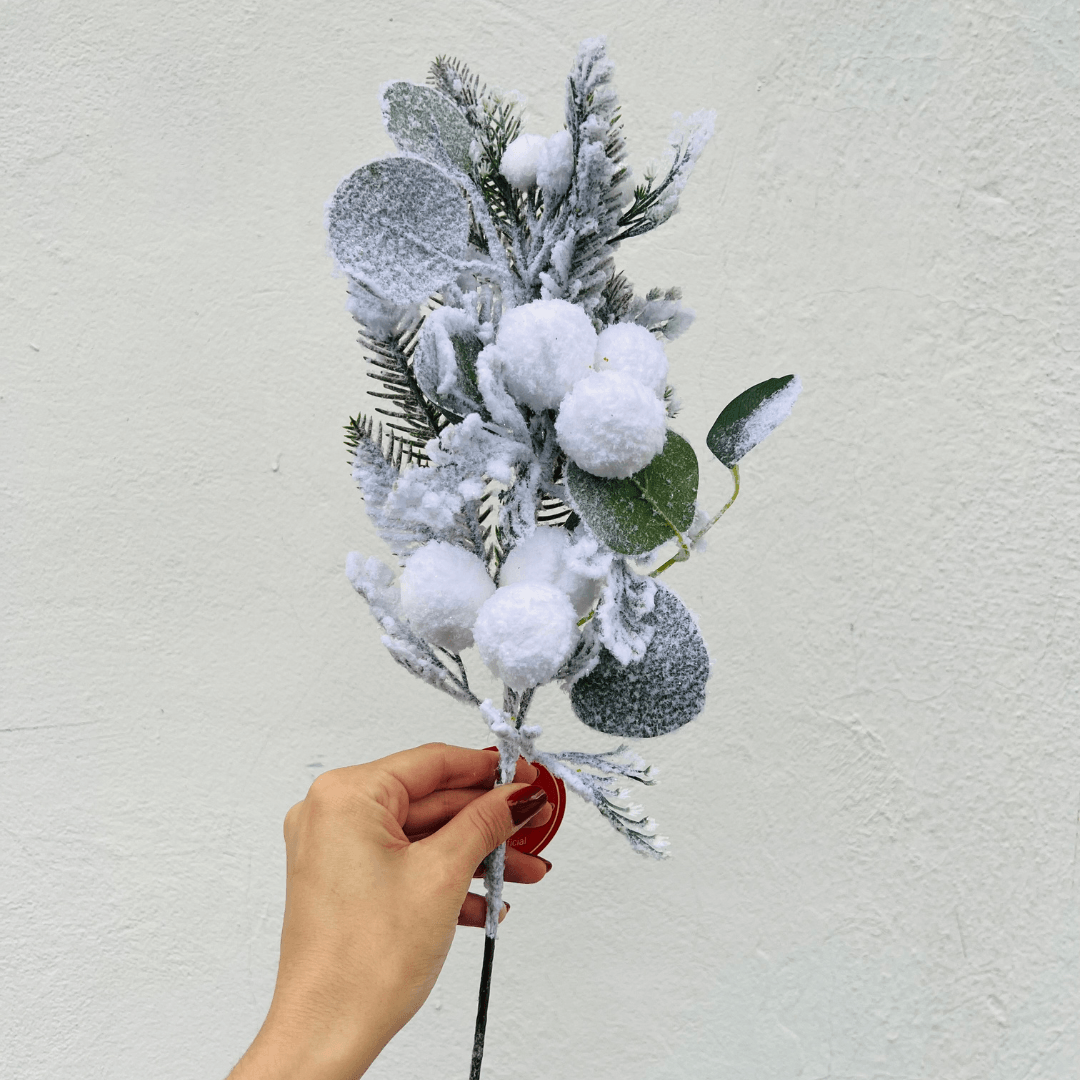 Galho Grande Decorativo com Poá e Folhagens – 59cm