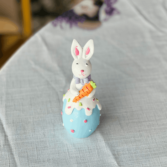 Coelho no Ovo Azul de Resina 12,5x5x4,7cm