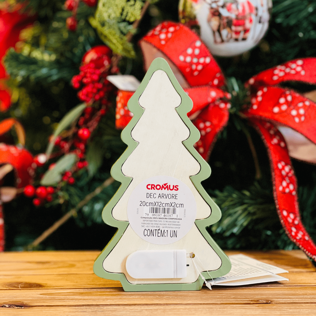 Árvore Natalina Flocos de Neve Verde Com Led 12x2x20cm