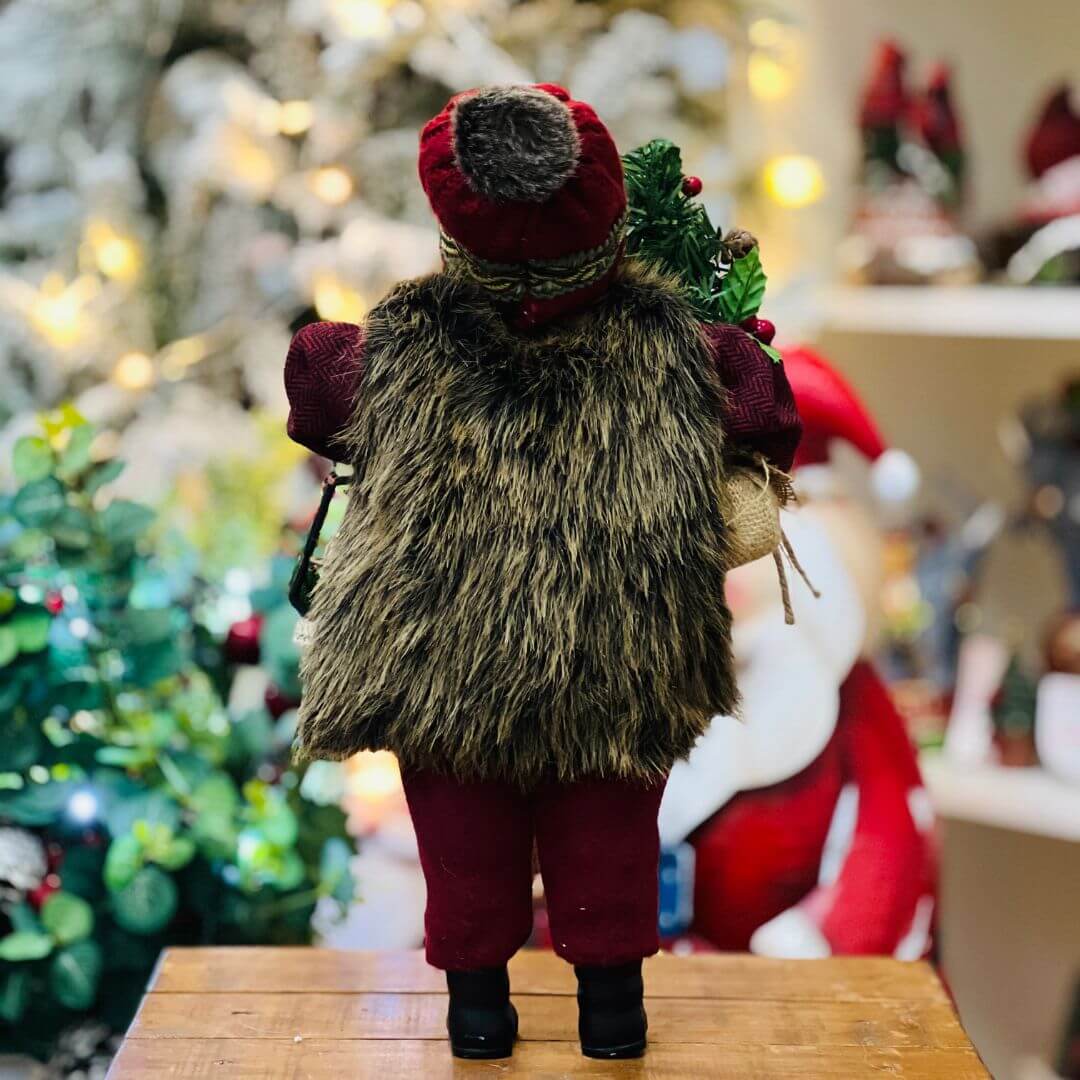 Papai Noel Rústico Com Lampião - 40cm