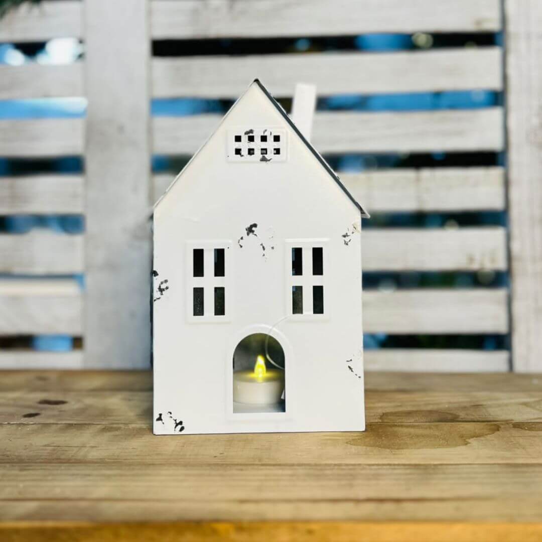 Decoracao de Casa  Metal Com Vela de Led -  29x17,8x15,8cm