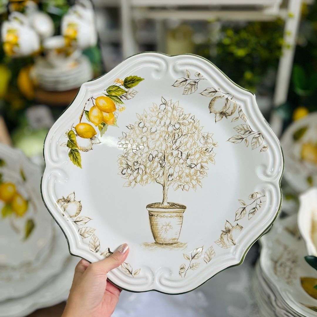 Sousplat Branco Toscana Limão Siciliano - 33cm