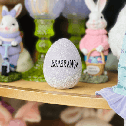 Conjunto 3 Ovos Decorativos de Páscoa de Resina 7,8x6,3x6,3cm