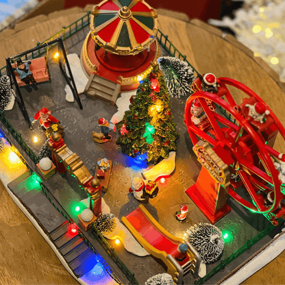Cenário Natalino Mini Parque de Diversão com LED – 24cm