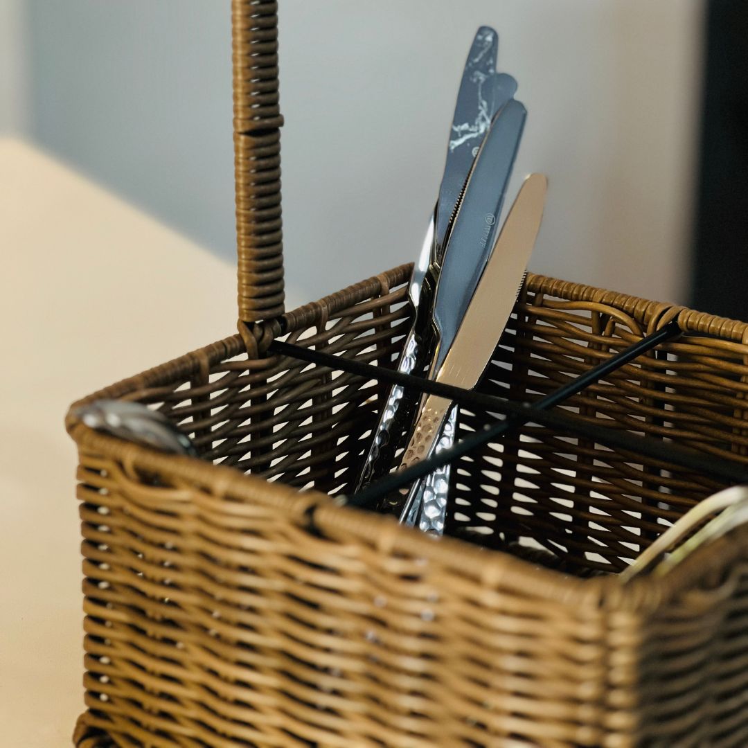Porta Talheres Com Alca Rattan