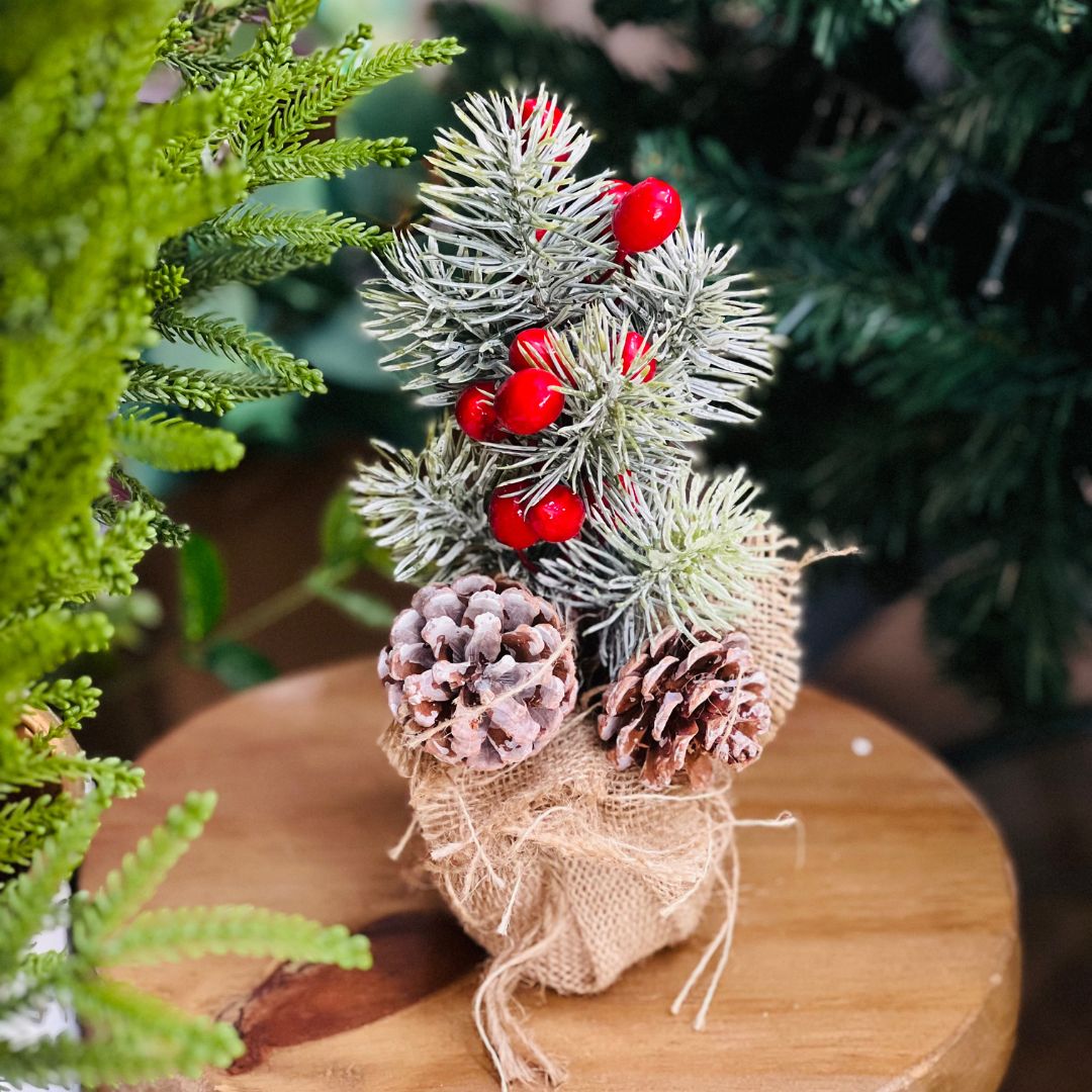Mini Arvore Com Pinhas - 25cm