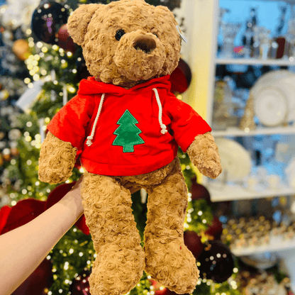 Urso Natalino Com Casaco de Pelúcia 40cm