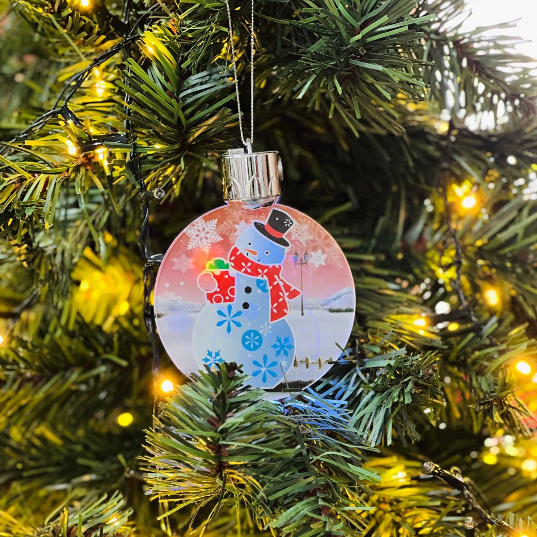 Pendente Bola Boneco de Neve com LED | 10cm