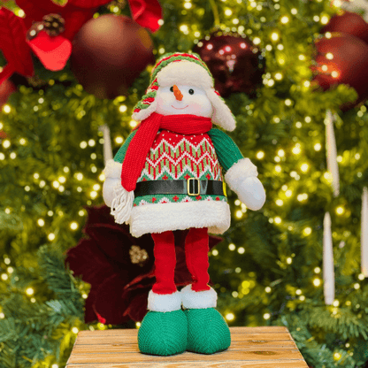 Boneca de Neve Natalina Em Pé Com Tricot 42cm - Tamanho Ajustavel