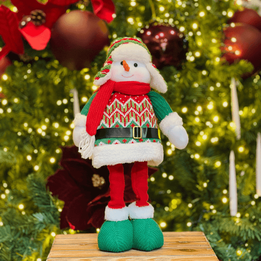 Boneca de Neve Natalina Em Pé Com Tricot 42cm - Tamanho Ajustavel