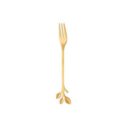 Conjunto de 06 Tallheres de Aco Inox Leaves Dourado