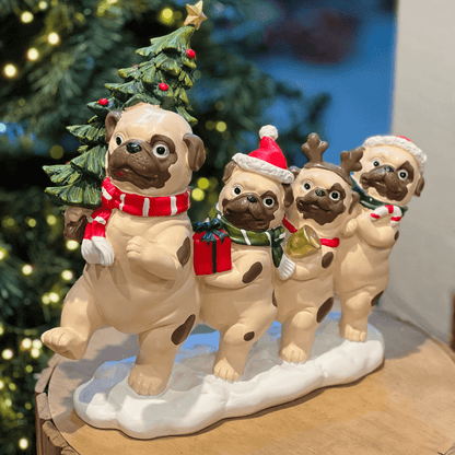 Familia de Cachorros Natalina de Resina 34,5x40cm