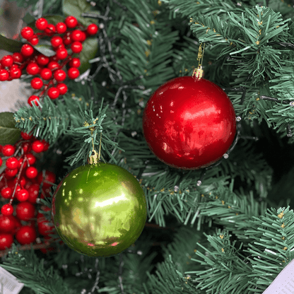Jogo 4 Bolas Natalinas Verde e Vermelho 10cm