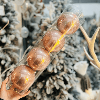 Jogo 4 Bolas Natalinas Peroladas Rosê 12cm