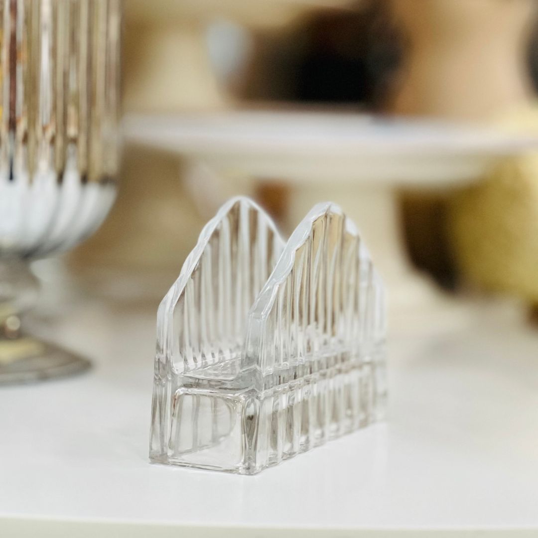 Porta Guardanapos de Cristal Radial - 7,5cmx12cmx10,5cm