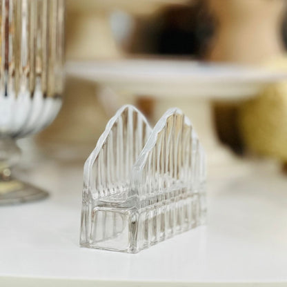 Porta Guardanapos de Cristal Radial - 7,5cmx12cmx10,5cm