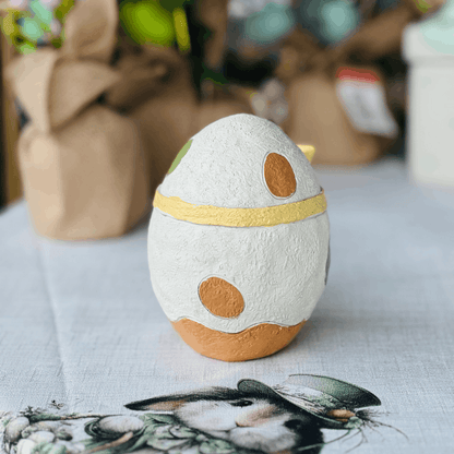 Ovo Com Laço Amarelo de Resina 13cm