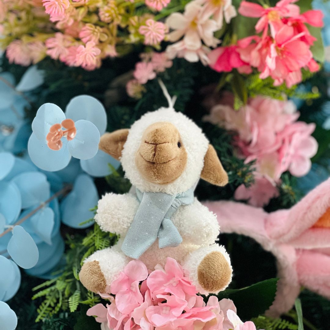 Mini Ovelha Com Laço Azul - 11cm