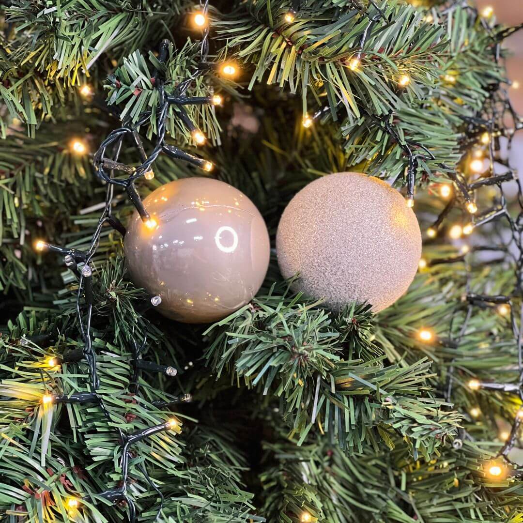Enfeite Bola Perolada Champagne – 8cm | Jogo com 6 Peças