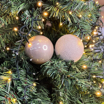 Enfeite Bola Perolada Champagne – 8cm | Jogo com 6 Peças