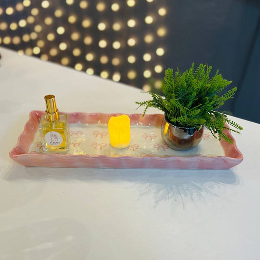 Bandeja Decorativa Laço Rosa – 37cm