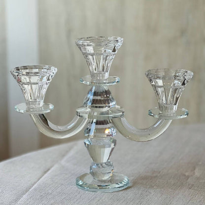 Castiçal Triplo em Cristal Lapidado Sacrum Lux – 21cm